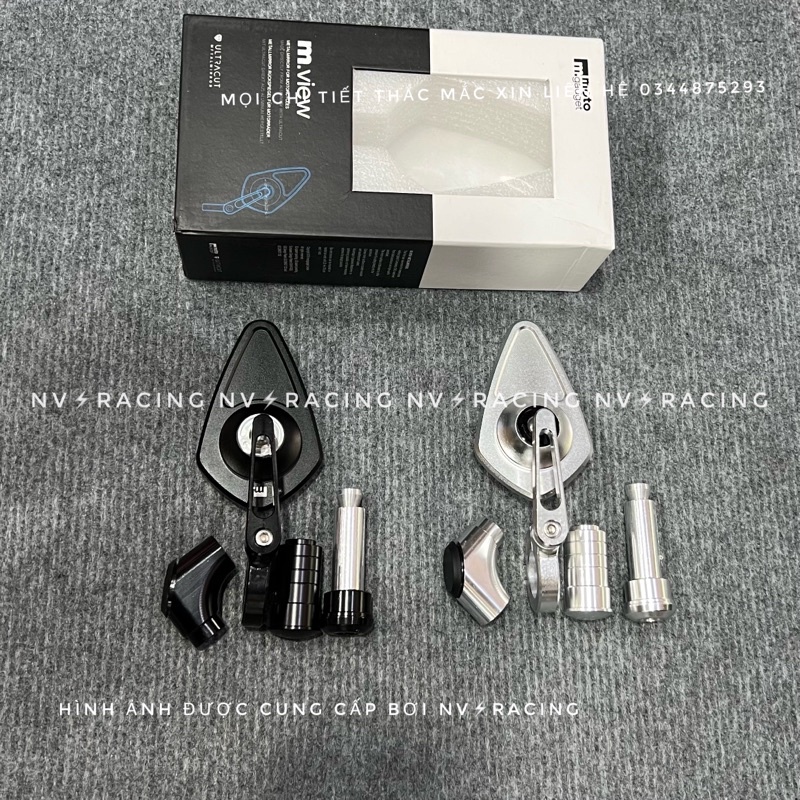 ✢™Gương ( kiếng ) chiếu hậu kiểu M view, lá motogadget có thể gắn chân kính và gù tay lái thông dụng mọi loại xe