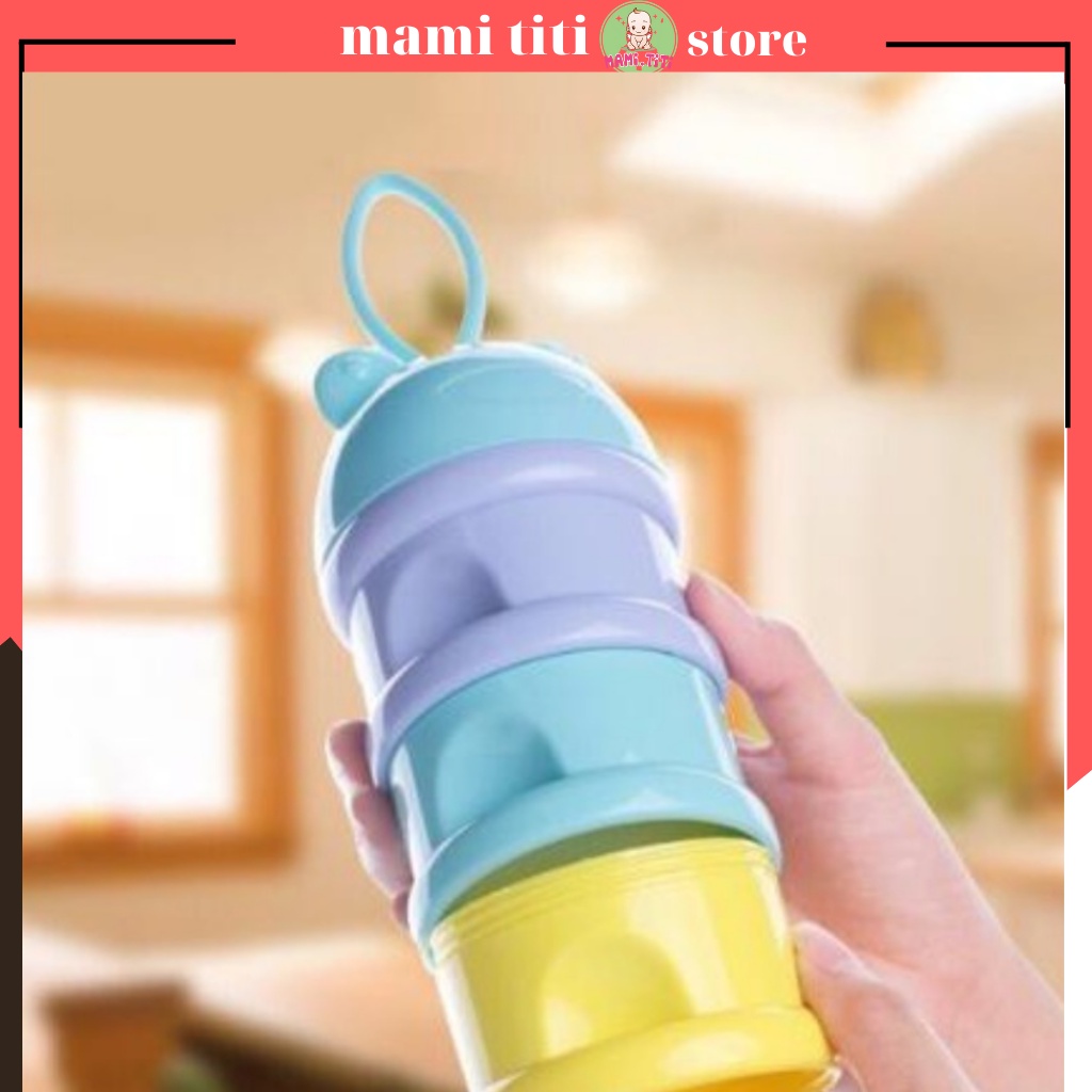 Hộp chia sữa, Hôp đựng thức ăn chia sữa có 3 ngăn đạy tiện lợi cho bé đến lớp