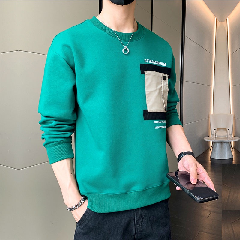 Áo Sweater Nỉ Nam Form Rộng Cổ Tròn Bo Gấu Phối Họa Tiết Túi Ngực Thời Trang Zenkonu TOP NAM 240