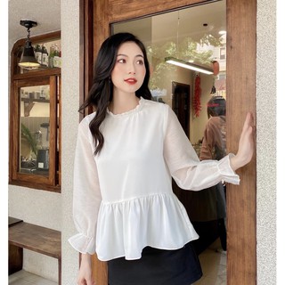 Áo peplum phối tay tơ nhũ