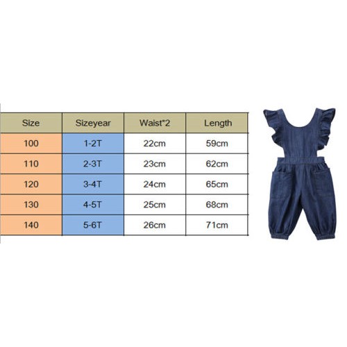 Jumpsuit Denim Sát Nách Hở Lưng Cho Bé Gái