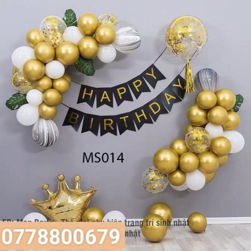 (TẶNG BƠM VÀ KEO DÁN ) SET BÓNG TRANG TRÍ SINH NHẬT MS239