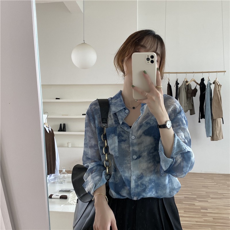Áo Sơ Mi Tay Dài Dáng Rộng Kiểu Retro Phong Cách Hàn Quốc
