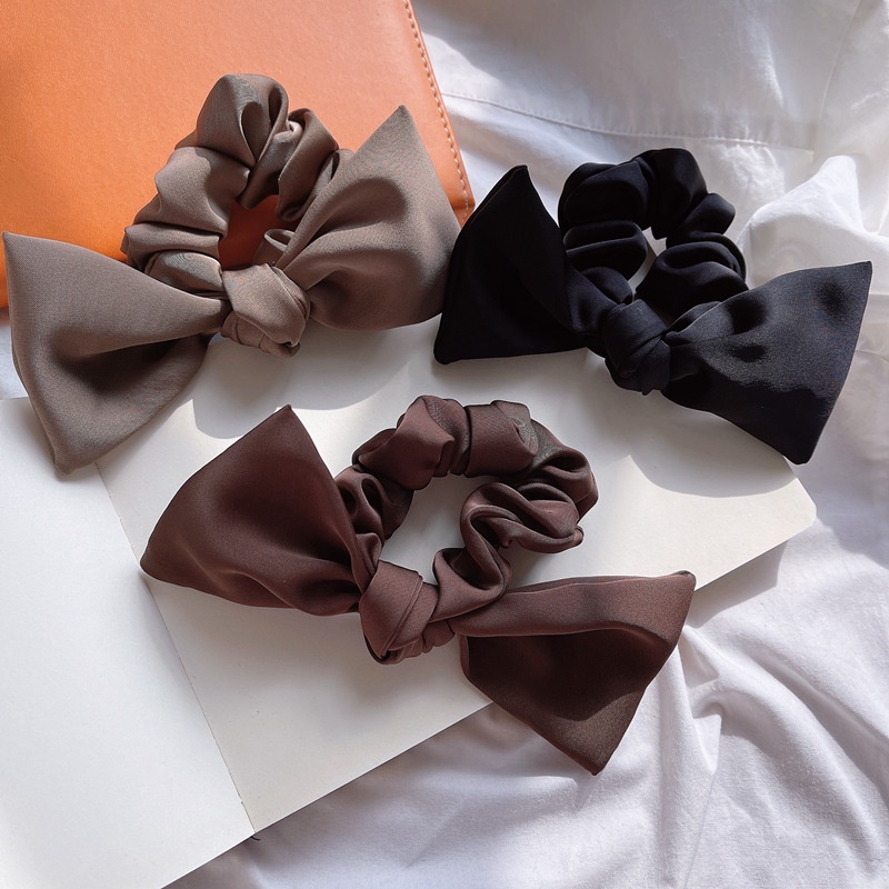 Dây Buộc Tóc Vải Satin Kiểu Pháp Cổ Điển Màu Sắc Đơn Giản Thời Trang Cho Nữ