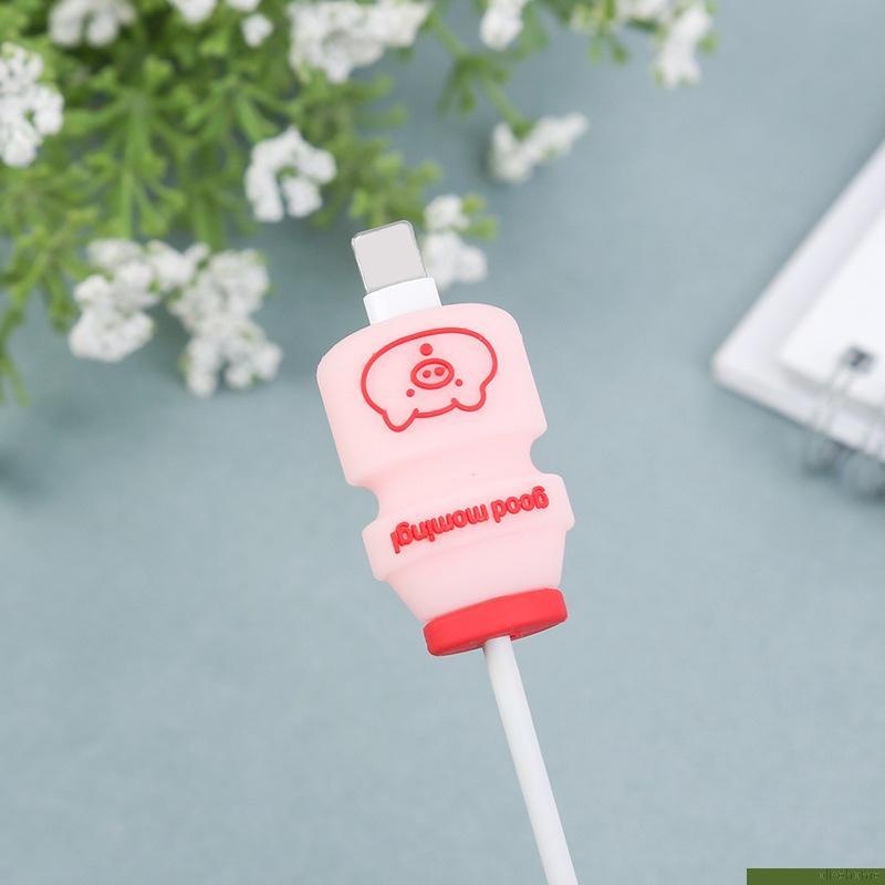 Phụ kiện bảo vệ dây cáp sạc chống đứt hình hoạt hình dễ thương thích hợp cho Apple