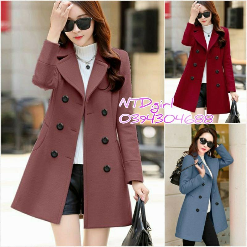 Hàng nhập - Áo khoác dạ lì 6 nút sang trọng, áo dạ thu cổ vest blazer thu đông
