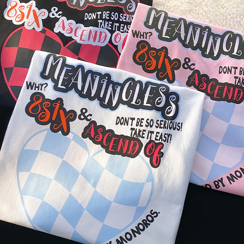 NRVP Áo Thun Nữ Ngắn Tay In Chữ Phong Cách Hàn Quốc