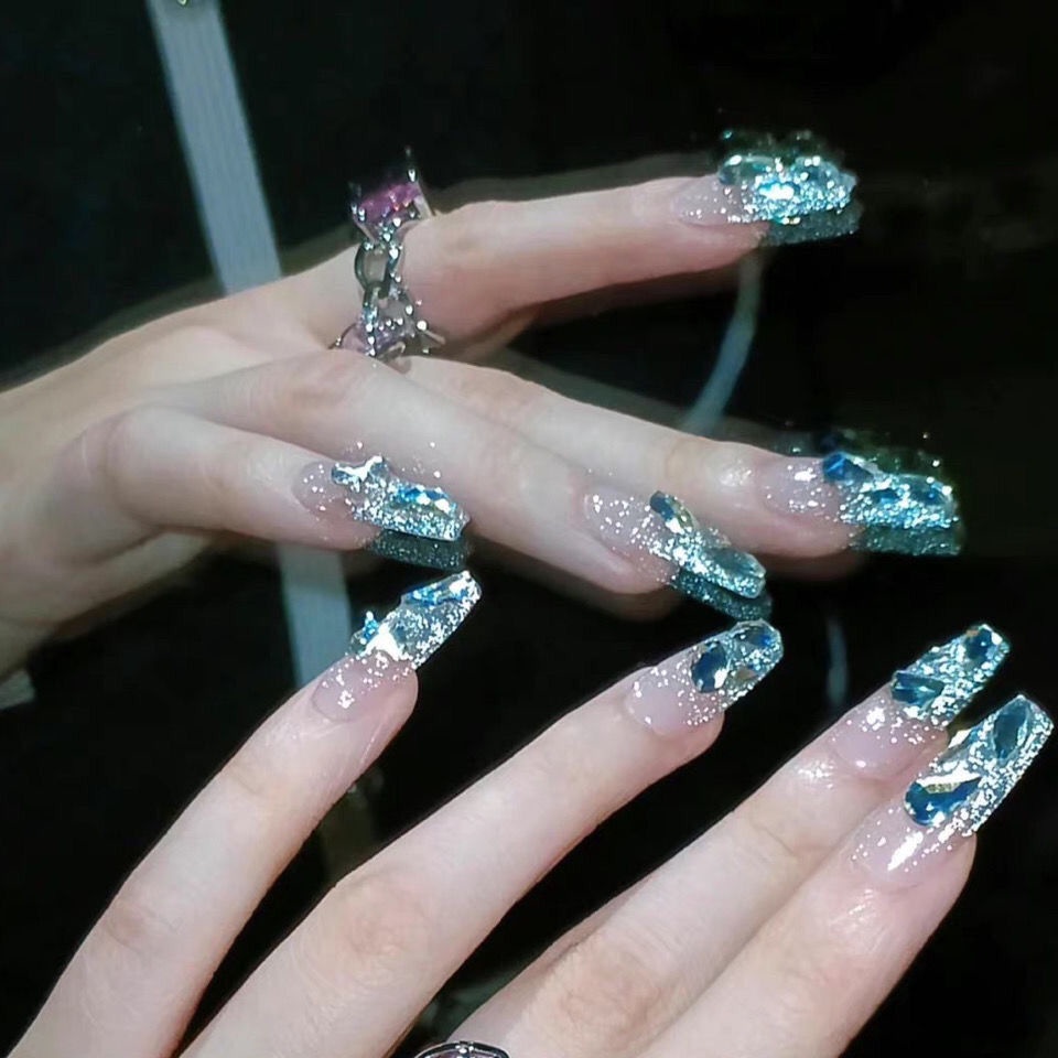 Bộ Móng Tay Giả Đính Đá 3D Y2k Thời Trang Cho Nữ