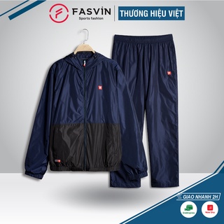 Bộ quần áo thể thao nam Fasvin BG18869.HN vải gió mềm mại hai lớp lót lưới mũ liền cản mưa cản gió