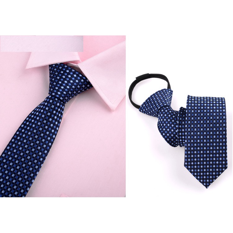 Cà vạt xanh đậm bản nhỏ 6cm thắt sẵn khóa kéo hoặc tự thắt thời trang cao cấp phong cách trẻ trung, cravat cao cấp