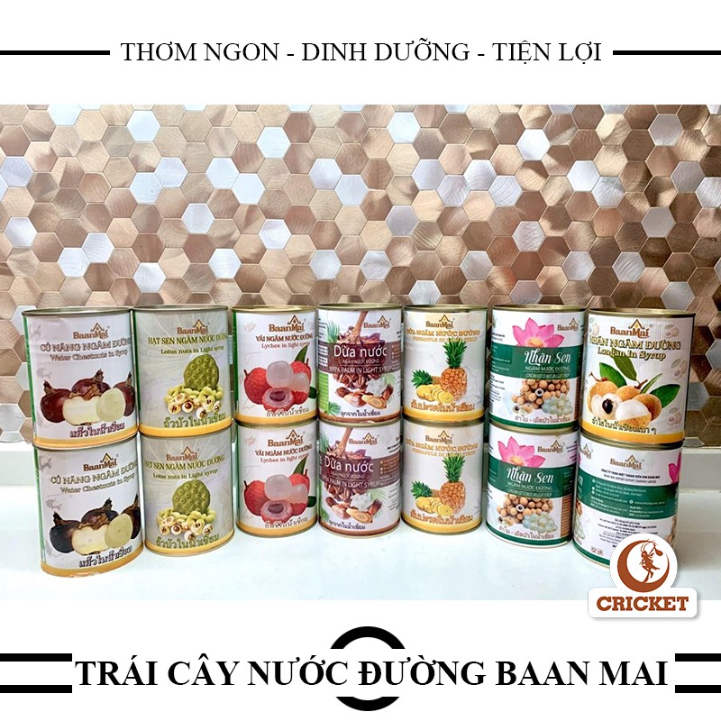 Trái cây nước đường BaanMai (Dừa nước, Dứa, Củ năng, Hạt sen) - Nguyên liệu pha chế, Làm nước giải khát