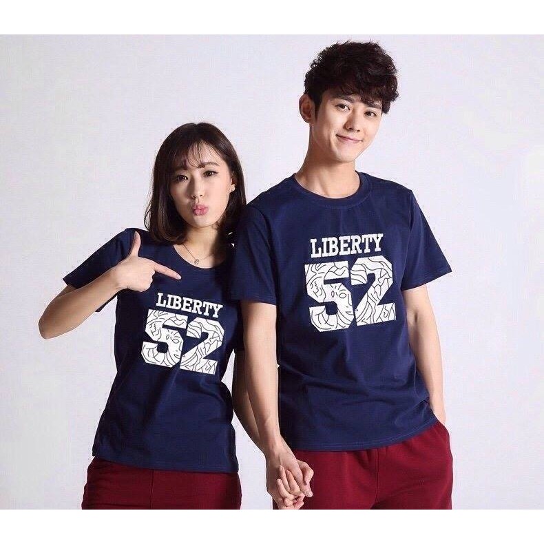 Áo đôi thun màu xanh navy liberty 52