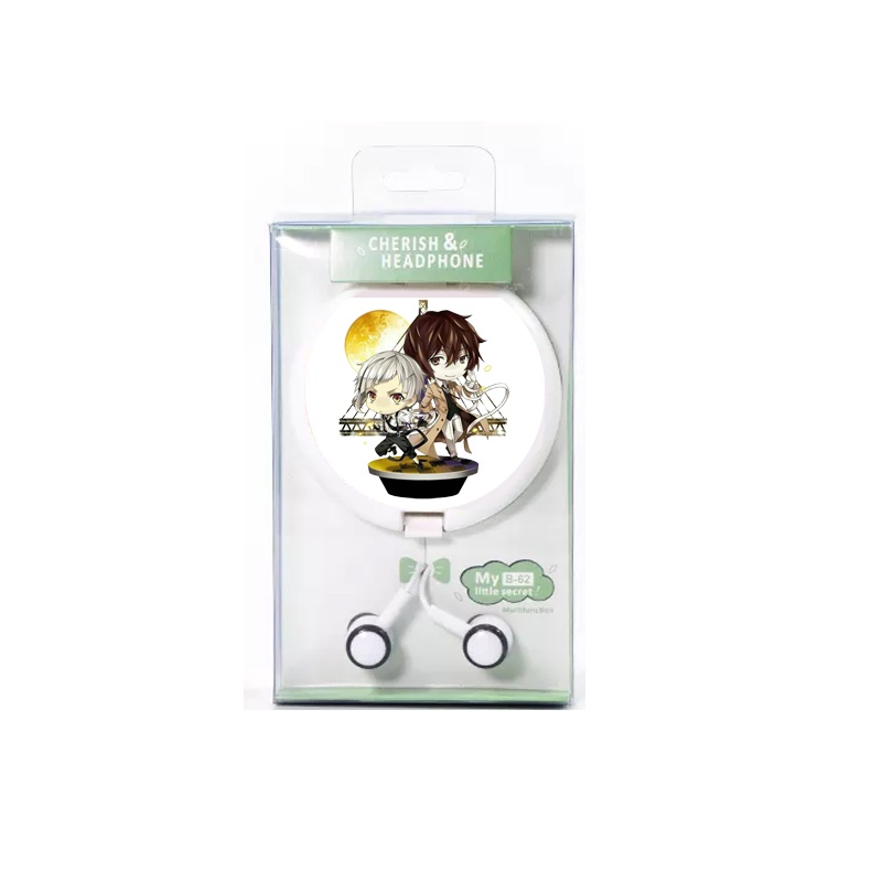 Tai nghe hộp tròn in hình Bungou Stray Dogs chibi anime xinh xắn tiện lợi