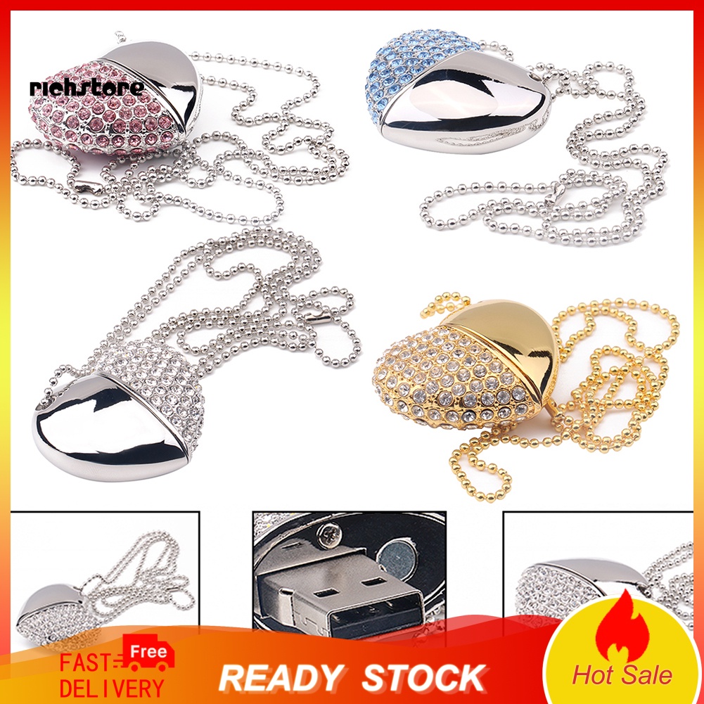 Usb Hình Trái Tim Đính Đá Bằng Hợp Kim Cho Laptop PC | BigBuy360 - bigbuy360.vn