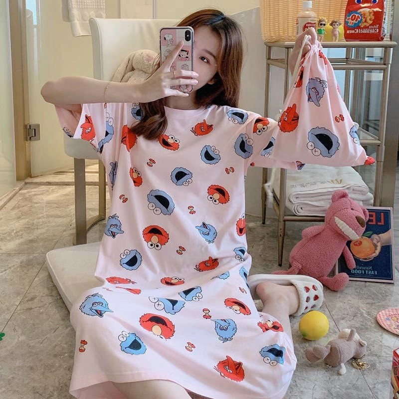 {HOT HOT HOT} Váy ngủ thun rộng, ống tay ngắn, dáng suông, bao đẹo, giá sập sàn