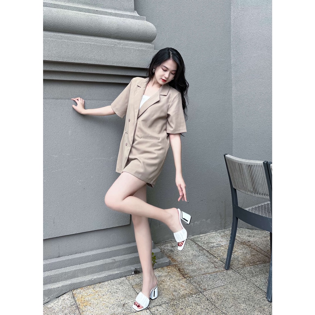 Giày cao gót nữ 9 phân đế vuông quai bèo nhún Luvia 45CG