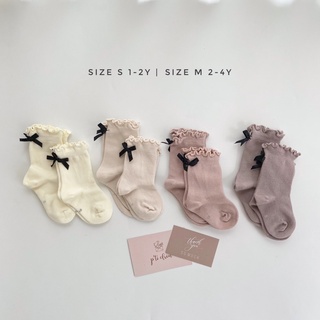 Set tất cho bé nhún bèo có nơ tone màu pastel P'ti chou