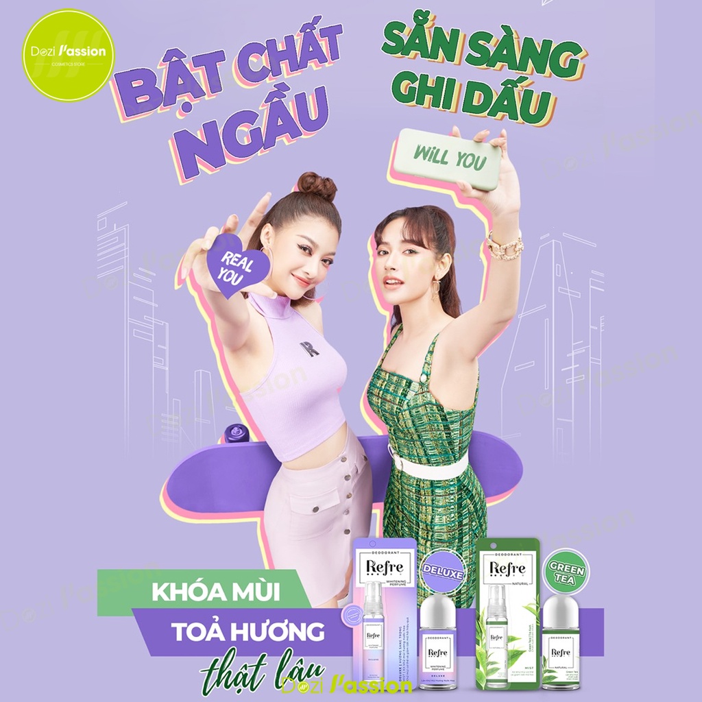 Xịt Khử Mùi Dưỡng Trắng, Khử Mùi Hương Nước Hoa Tự Nhiên - Refre Whitening, Refre Natural 6ml