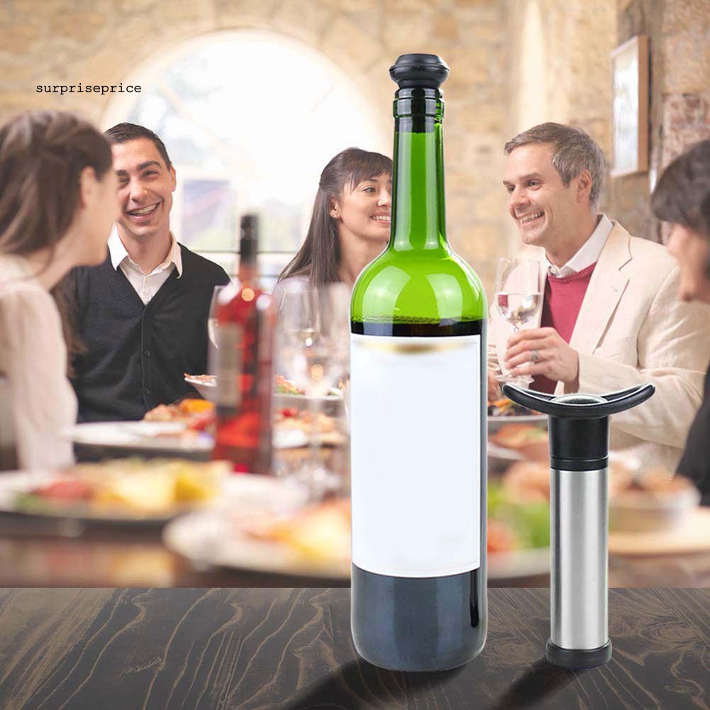 Máy Bơm Chân Không Bảo Quản Rượu Vang Kèm 6 Nút Chặn Bằng Silicone