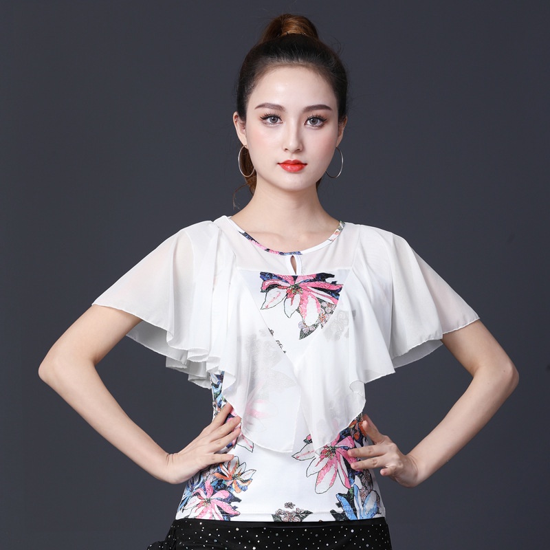 Áo Khiêu Vũ Latin Ngắn Tay Thiết Kế Mới Cao Cấp Thời Trang