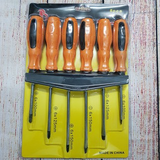Bộ 6 tô vít 2 cạnh và 4 cạnh vỉ vàng - b6mtvvv