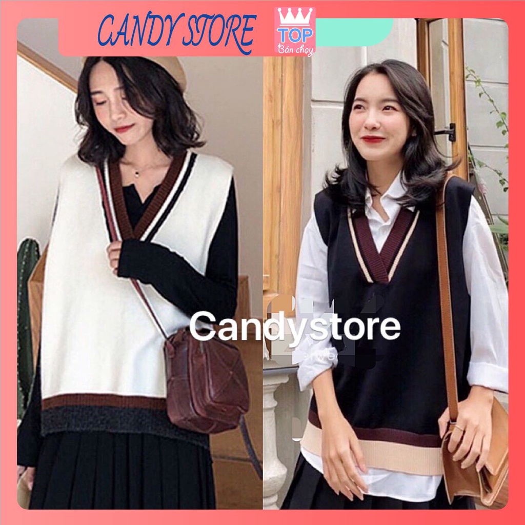 Áo gile 🦋 phối viền style hàn quốc dáng rộng chất umi dày dặn không bai nhão xù lông | BigBuy360 - bigbuy360.vn