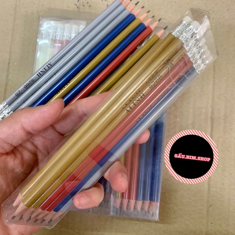 [Giá Sỉ] Búi chì gỗ 2B Alinh (Hộp mica 12 chiếc)