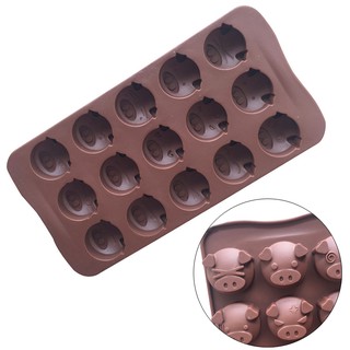 Khuôn silicone làm bánh kẹo hình chú heo 15 ngăn