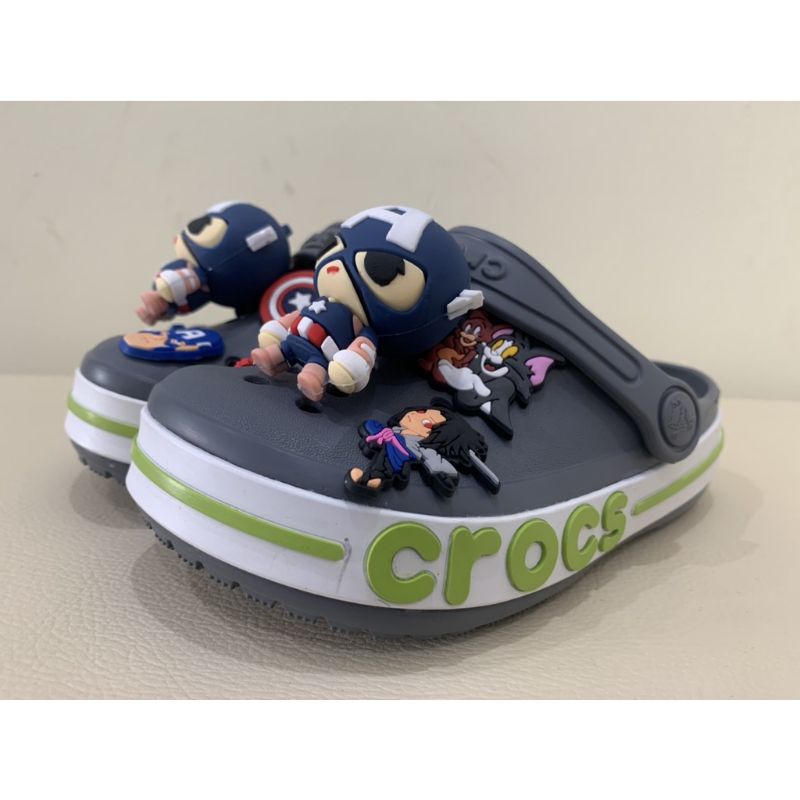 (Tặng 12 sticker) Dép Sục Crocs Baya Màu Ghi Cho Bé Trai+ Sticker Víp . Sản Phẩm Cao Cấp, Nhựa Không Mùi .