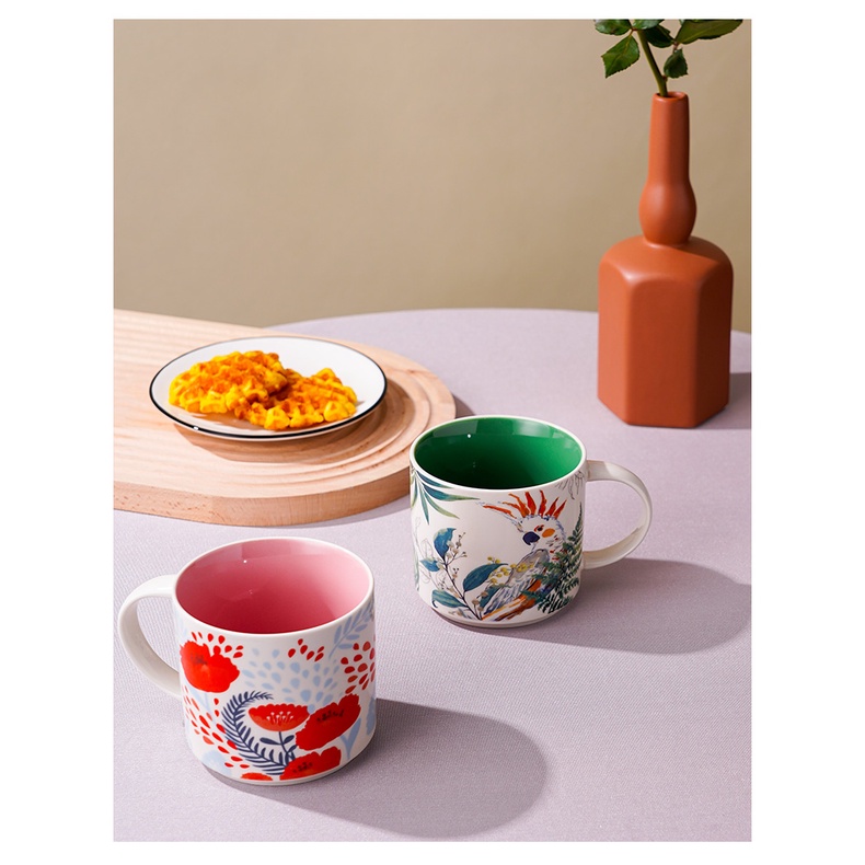 Ly gốm sứ cốc cà phê hoa đẹp mắt dung tích 450ML #littlechickhome