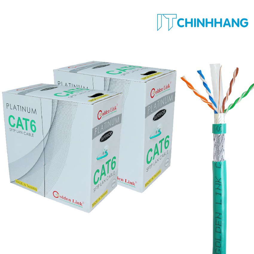 Thùng Cáp Mạng Golden Link Cat 6 Xanh Lá Chống Nhiễu (305m)