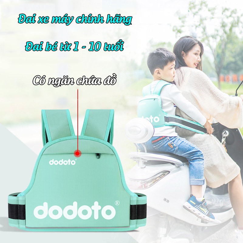 Đai đi xe máy cho bé dodoto cho bé 1-10 tuổi ,đai đi xe máy họa tiết dodoto, Kiki shop