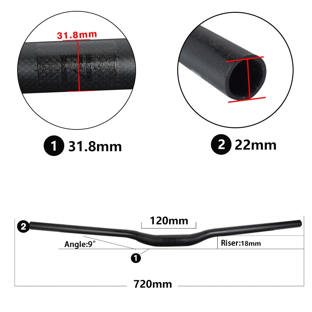 Thanh Ghi Đông Xe Đạp Bằng Sợi Carbon 700/720/740/760mm T800