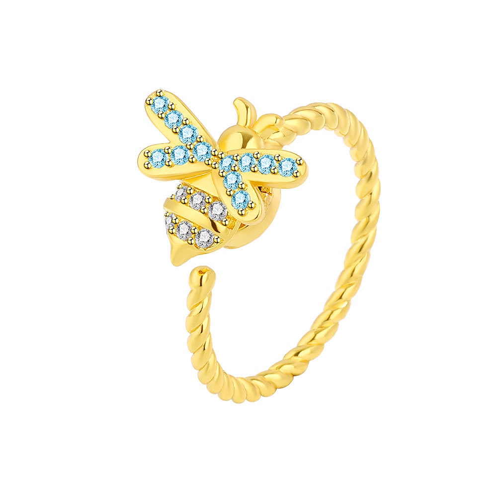 Nhẫn Hở Hình Ong Đính Đá Zircon Thiết Kế Xoay Sáng Tạo Cho Nữ