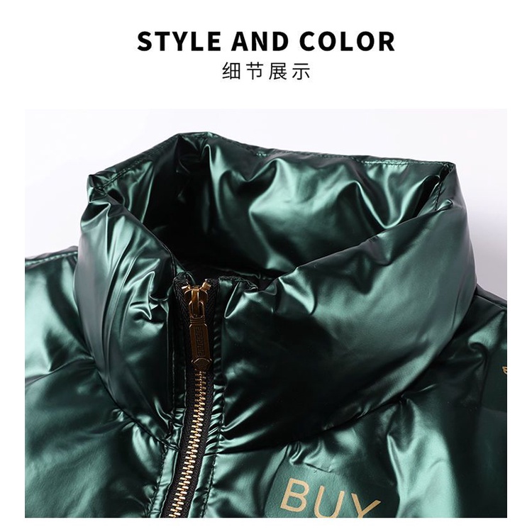 Áo Khoác Phao Không Tay Cổ Đứng Dáng Rộng Dày Dặn Ấm Áp Phong Cách Hàn Quốc Cho Nam