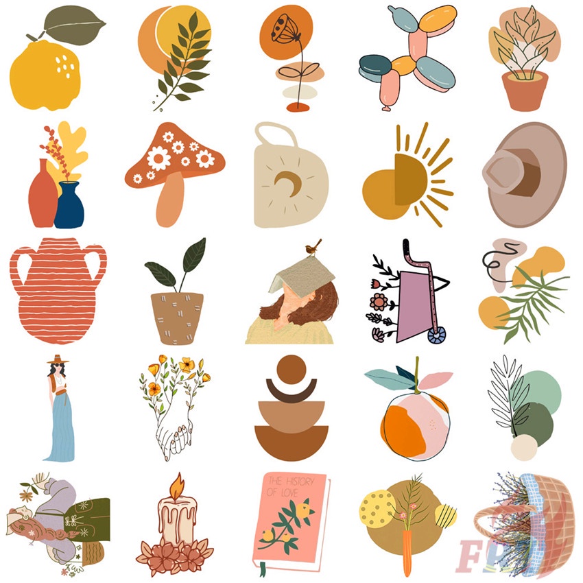 ❉ Set 02 Sticker Dán Trang Trí Họa Tiết Graffiti Phong Cách Boho ❉ Bộ 50 Sticker Chống Thấm Nước Họa Tiết Doodle Hợp Thời Trang