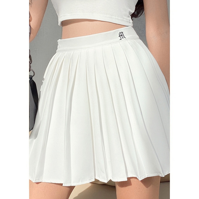 Chân Váy Xếp Ly Cạp Thêu Họa Tiết Có Lót Quần Bên Trong