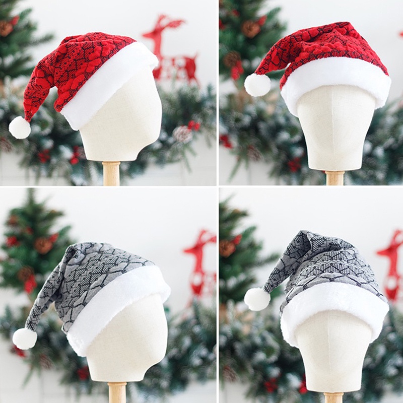 Mũ Giáng Sinh Vải Dệt Kim Mềm Mại Thoải Mái Chất Lượng Cao Giữ Ấm Mùa Đông Họa Tiết Sọc Trái Tim / Ông Già Noel