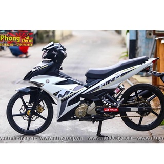 Tem rời exciter 150 mx king dán xe trắng phối xám đen