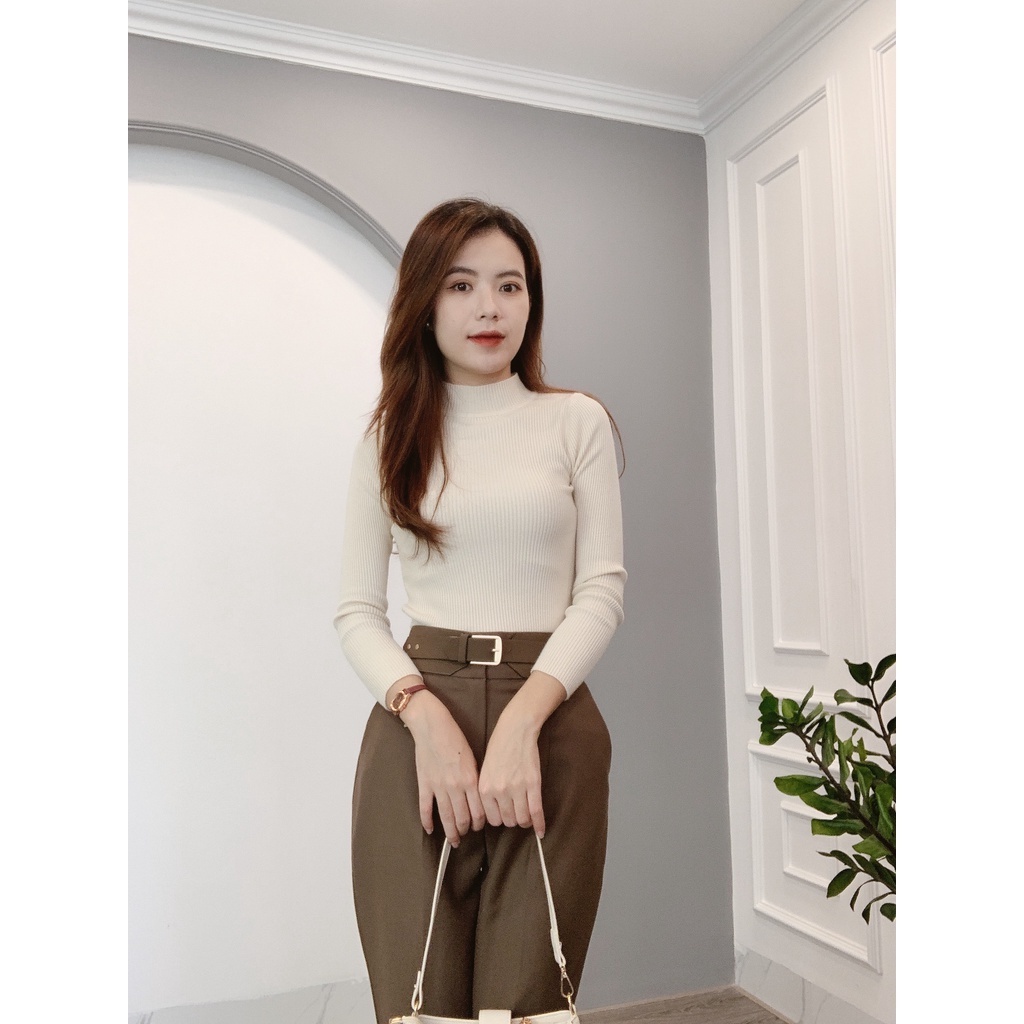 Áo Len Min House Cổ 3P Trơn Màu Chất Đanh Mịn Dày Dặn