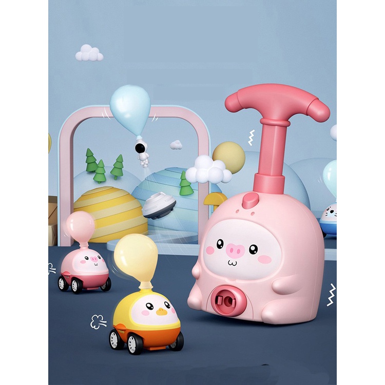 [Hàng Sẵn] Xe ô tô đồ chơi bơm bóng bay trợ lực cực cute - Ô tô bóng bay chạy bằng khí nén tặng kèm bong bóng.