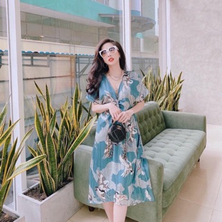 Đầm suông hoạ tiết