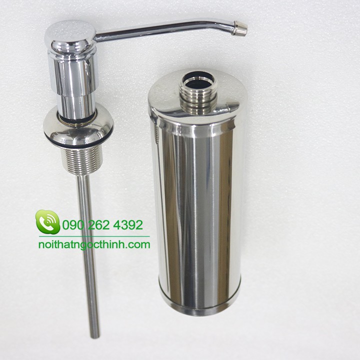 Bình xà bông inox gắn vào chậu rửa đựng nước rửa chén