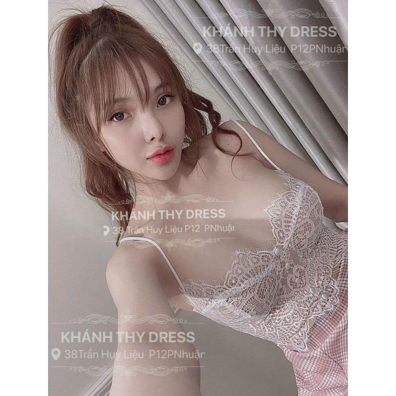 Áo 2 dây bra chất ren hàng y hình kèm ảnh thật ( free size từ 40-53kg chiều cao 150-162cm)