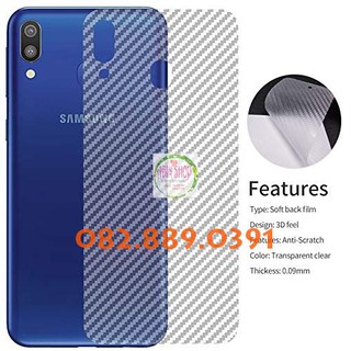 Miếng dán mặt lưng skin carbon Samsung Galaxy A10/ A10s trong 3D, đen