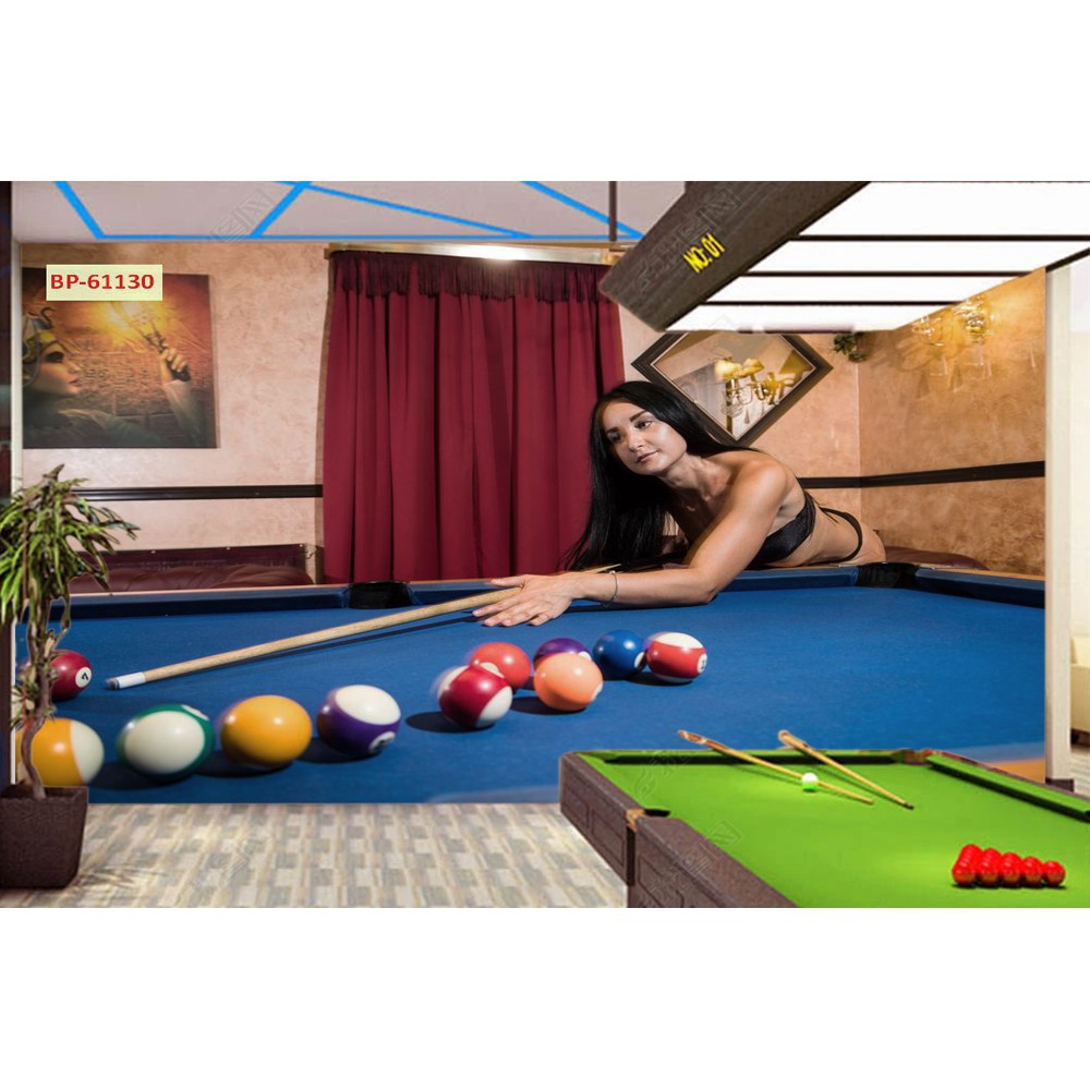 Tranh lụa 3d trang trí quán Bi-a Kích Thước 1,5m x 2m Bi-a 5