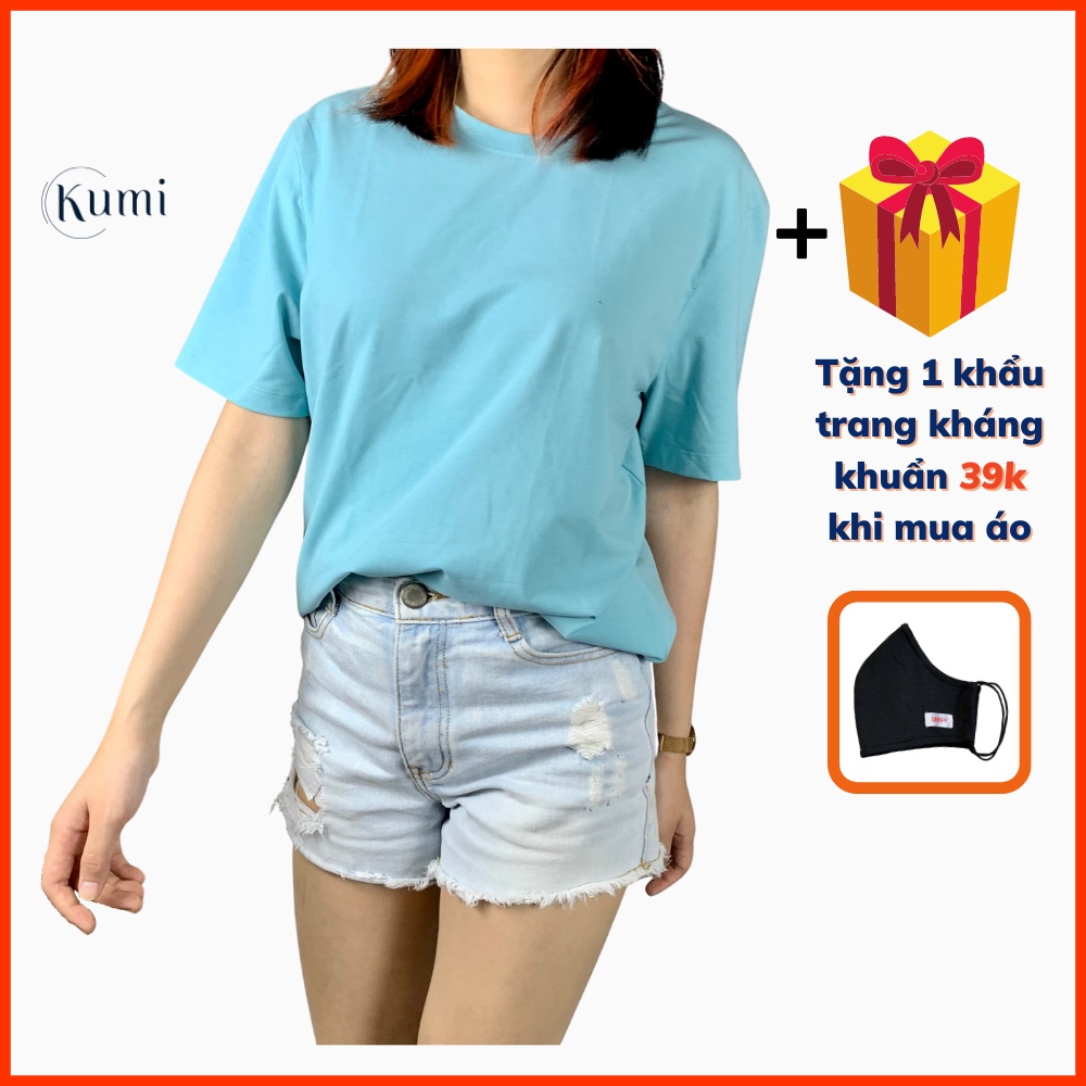 Áo Phông Nữ, Áo Thun Nữ Chất Cotton Cao Cấp Co Giãn Thoáng Mát Kumi Fashion Màu Xanh Ngọc