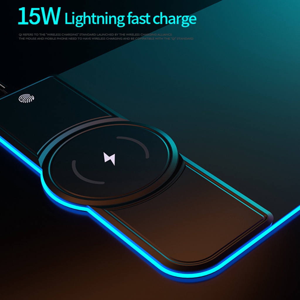 Tấm lót chuột tích hợp sạc nhanh không dây 15W có đèn RGB đa năng K9186