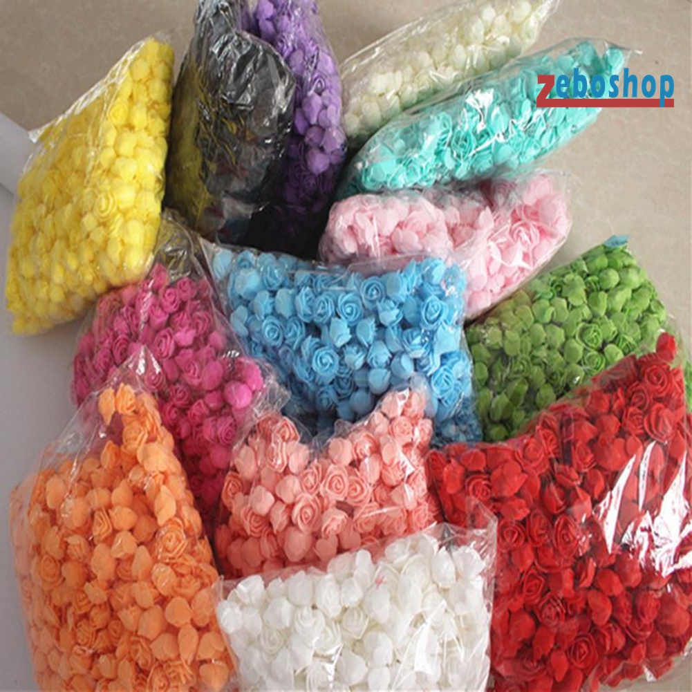 Set 500 Bông Hoa Hồng Giả Bằng Xốp PE Dành Cho Trang Trí Nhà Búp Bê / Tiệc Cưới DIY