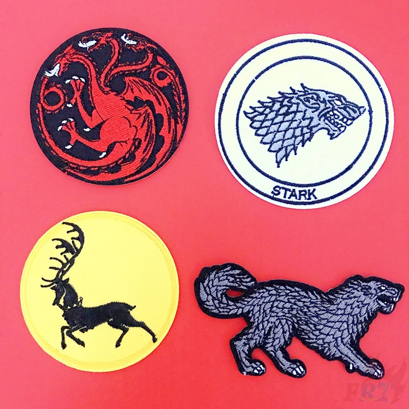 ☸ Sticker Ủi Thêu Hình Phim Game of Thrones: Stark / Baratheon / Targaryen ☸ 1 Miếng Dán Ủi Quần Áo Hình Ngôi Nhà Diy